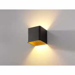 Artdelight Vierkante wandlamp Fulda zwart met goud WL FULDA ZW-MG