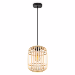 Boheemse Hanglamp - Bamboe Lampenkap - Cilinder - Beige - Ø21.5 x 131 cm - E27 fitting - Ontworpen voor gebruik in slaapkamers en werkruimtes - Inclusief 1 meter kabel