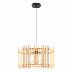 Boheemse Hanglamp - Bamboe Lampenkap - Rond - Beige - Ø40 x 126 cm - E27 fitting - Ontworpen voor gebruik in slaapkamers en werkruimtes - Inclusief 1 meter kabel