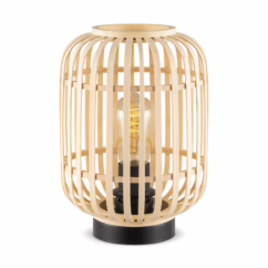 Boheemse stijl Tafellamp - Bamboe Lampenkap - Cilinder - Beige - Ø21,5 x 30 cm - E27 fitting - Ontworpen voor gebruik in slaapkamers en studeerkamers - Met schakelaar