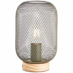 Brilliant Groene tafellamp Giada met hout 99108/74