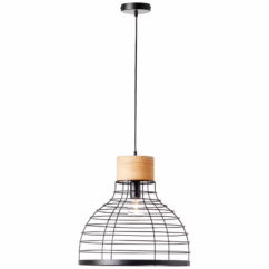 Brilliant Hanglamp Avia Zwart Hout ⌀47cm E27
