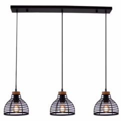 Brilliant Hanglamp Avia Zwart/hout 3xe27 40w