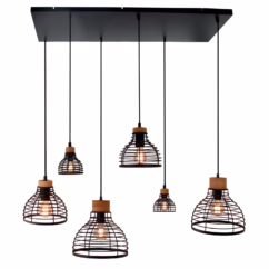 Brilliant Hanglamp Avia Zwart/hout 4xe27 2xe14