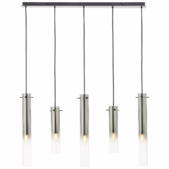 Brilliant Hanglamp Glasini Zwart Rookglas 5xe14