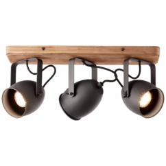 Brilliant Opbouwspot Crowton Zwart Hout 3xgu10