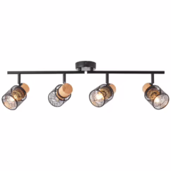 Brilliant Spots Santy 4-lichts zwart met hout 99398/76