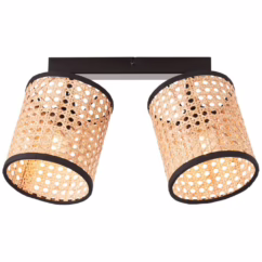 Brilliant Spots Wiley 2-lichts zwart met rotan 99486/06