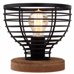 Brilliant Tafellamp Avia Zwart/hout ⌀20cm E27 40w