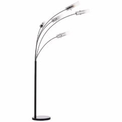 Brilliant Vloerlamp Glasini zwart met smoke glas 99208/06