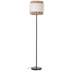 Brilliant Vloerlamp Waterlilly rotan met witte stof 94552/09