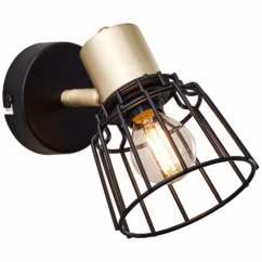 Brilliant Wandlamp Posca Zwart Messing E14
