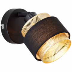 Brilliant Zwart met gouden wandlamp Grove 1-lichts 99300/86