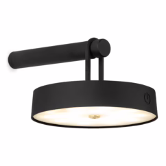 Draadloze Oplaadbare LED wandlamp - Binnen & Buiten - Dimbaar - ø19 x 8.75 cm - Warmwit licht - 3000mAh - Zwart
