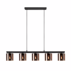 Eglo Hanglamp Cadley Zwart Koper 5xe27