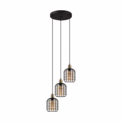 Eglo Hanglamp Chisle Zwart/bruin 3xe27