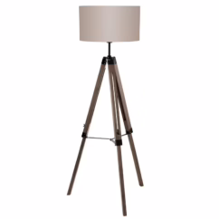 Eglo Landelijke vloerlamp Lantada 106cm Tripod hout met taupe 44115