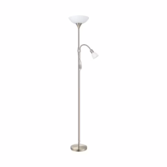 Eglo Vloerlamp Up2 Geborsteld Nikkel E27+e14