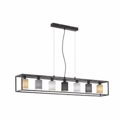 Fischer & Honsel Hanglamp Iska Zwart Multi 7xe14