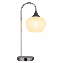 Globo Antraciet tafellamp Maxy met wit glas enkel 15548TK