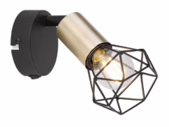 Globo Design wandlamp Xara I zwart met goud 54802S-1AB