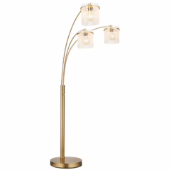 Globo Gouden vloerlamp Gorley met glas 3-lichts 15698-3SM