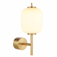 Globo Gouden wandlamp Ewald wit glas 15217W