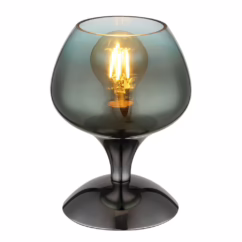Globo Gunmetal tafellamp Maxy met groen glas Ø 15cm 15548T4