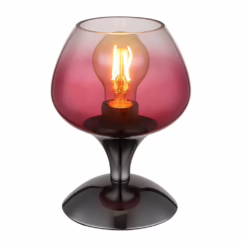 Globo Gunmetal tafellamp Maxy met rood glas Ø 15cm 15548T6
