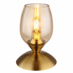 Globo Tafellamp Kuwaita goud met amber glas 24007M