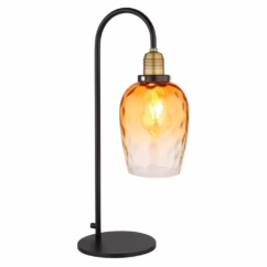 Globo Tafellamp Salvy amber glas honinggraat 15786T
