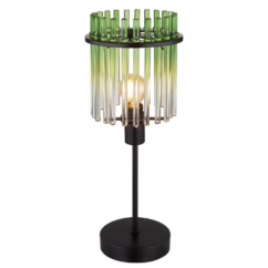Globo Zwarte tafellamp Gorley met groen glas Ø 15cm 15698TG