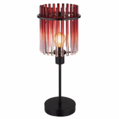 Globo Zwarte tafellamp Gorley met rood glas Ø 15cm 15698TBR