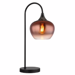Globo Zwarte tafellamp Maxy met rood glas enkel 15548TG