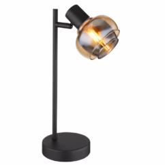 Globo Zwarte tafellamp Tokki enkel amber smoke glas 54309TB