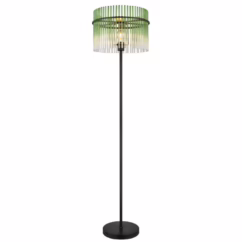 Globo Zwarte vloerlamp Gorley met groen glas Ø 38cm 15698SG