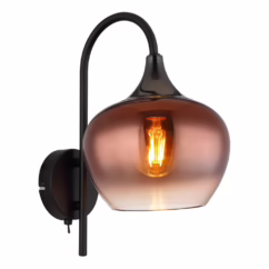 Globo Zwarte wandlamp Maxy met rood glas 15548WG