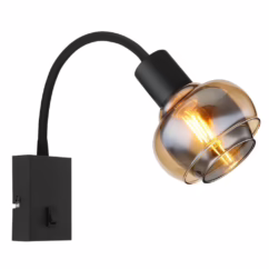 Globo Zwarte wandlamp Tokki boog amber smoke glas 54309WB