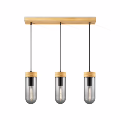 Home Sweet Home Hanglamp Capri Hout Gerookt Glas 3xe27