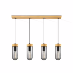 Home Sweet Home Hanglamp Capri Hout Gerookt Glas 4xe27