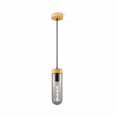Home Sweet Home Hanglamp Capri Hout Gerookt Glas ⌀10cm H22cm E27