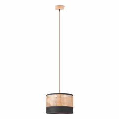 Home Sweet Home Hanglamp Ratan/weave Linnen Zwart E27 ⌀33cm