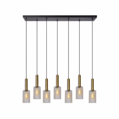 Lucide Hanglamp Coralie Zwart/messing 7xe27