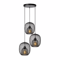 Lucide Hanglamp Jerrel Zwart ⌀51cm 3xe27