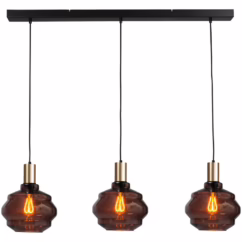Masterlight 3-lichts hanglamp - goud - Porto met Ball red glazen - Ø 24cm 2711-05-02-100-3-1