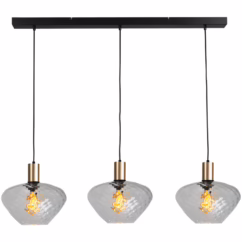 Masterlight 3-lichts hanglamp - goud - Porto met Blossom smoke glazen 2711-05-02-100-3-7