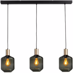 Masterlight 3-lichts hanglamp - goud - Porto met Jagger green glazen 2711-05-02-100-3-10