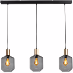 Masterlight 3-lichts hanglamp - goud - Porto met Jagger smoke glazen 2711-05-02-100-3-11