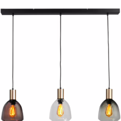Masterlight 3-lichts hanglamp - goud - Porto met Nicolette glazen 2711-05-02-100-3-234