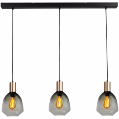 Masterlight 3-lichts hanglamp - goud - Porto met Nicolette green glazen 2711-05-02-100-3-14
